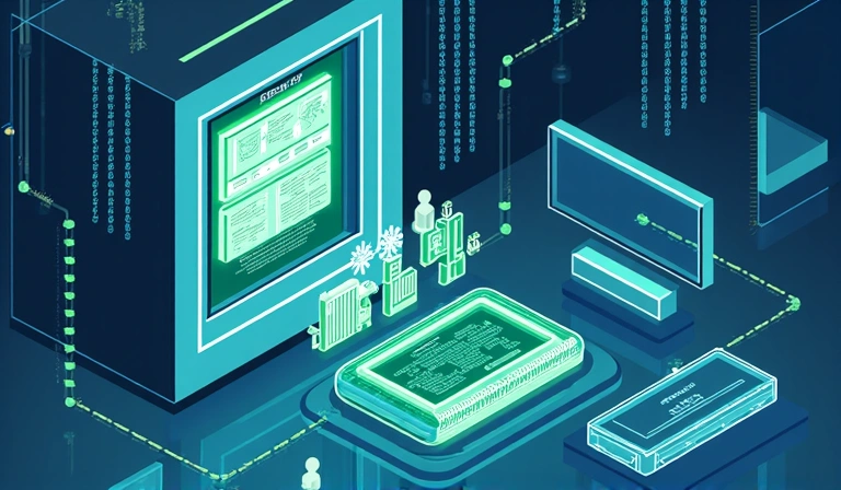 Data collection illustration showing various types of information being securely processed