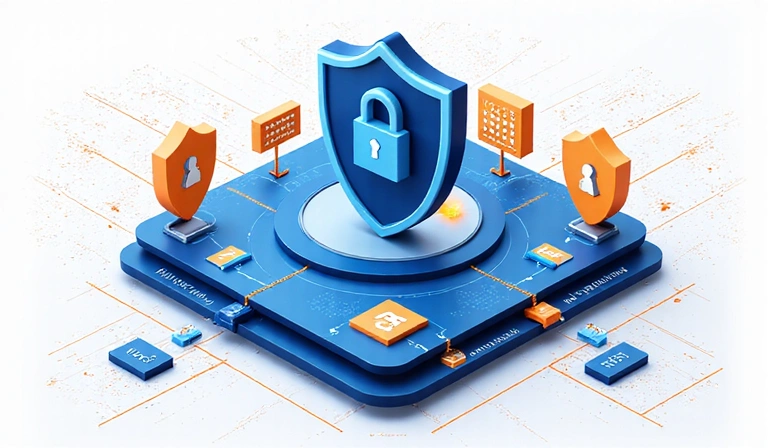 Data security illustration showing multiple layers of protection