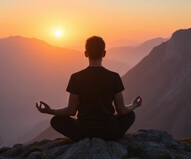 Person meditating in nature